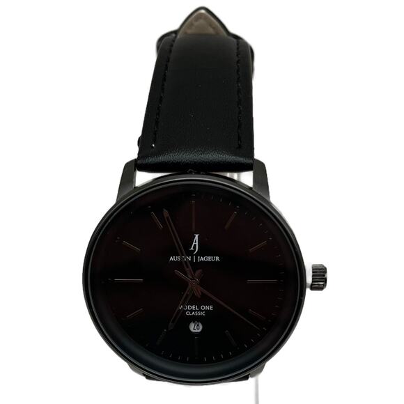 Austin Jageur Model One Quartz Movement Leather Band Watch in Black - Picture 8 of 8